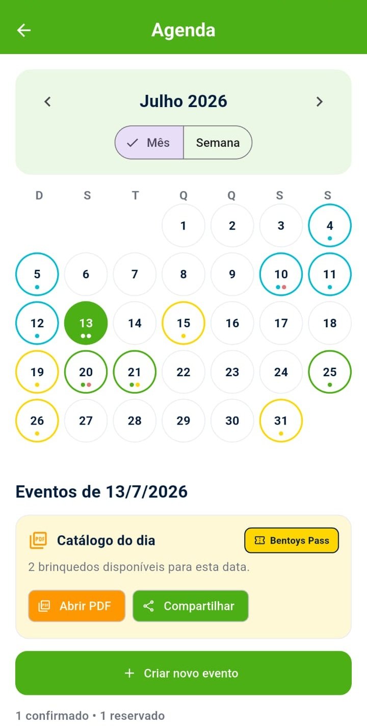 Tela de agenda da Bentoys