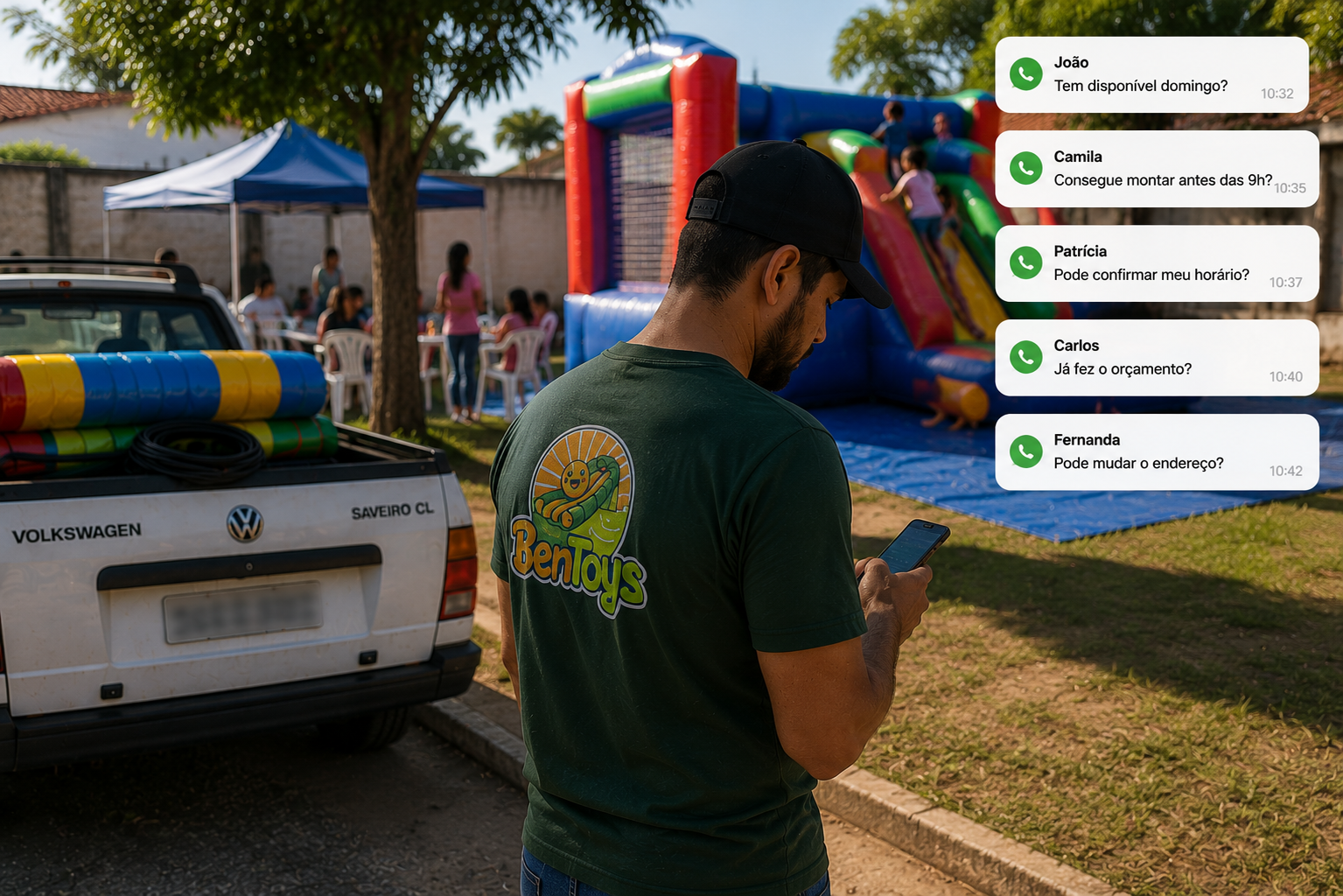Celular com mensagens de clientes durante a rotina de locação