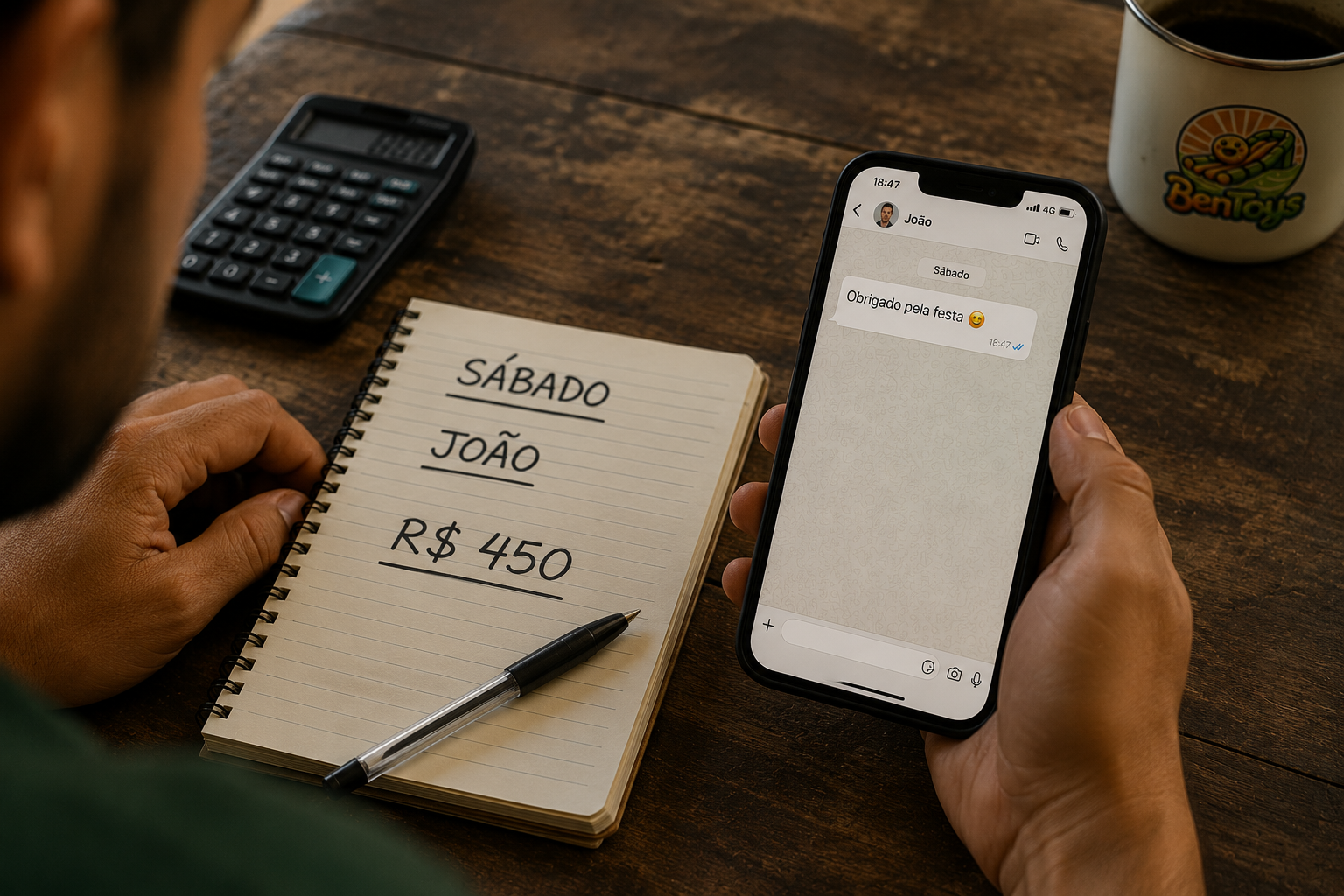 Anotações de valores pendentes representando controle financeiro