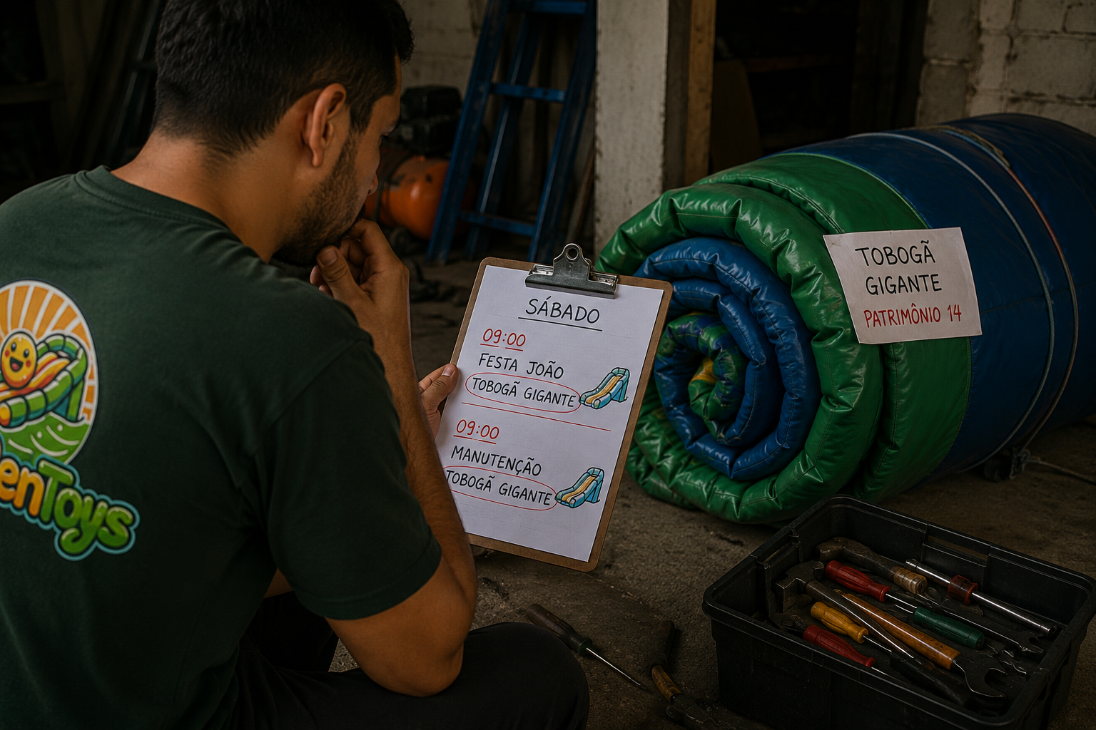 Anotação de calendário representando conflito entre manutenção e evento